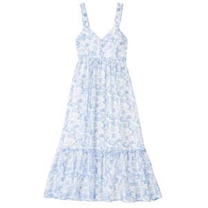 Lulus My Love Story Blue White Floral Print Tie-Back Maxi Dress size M NEW Tags